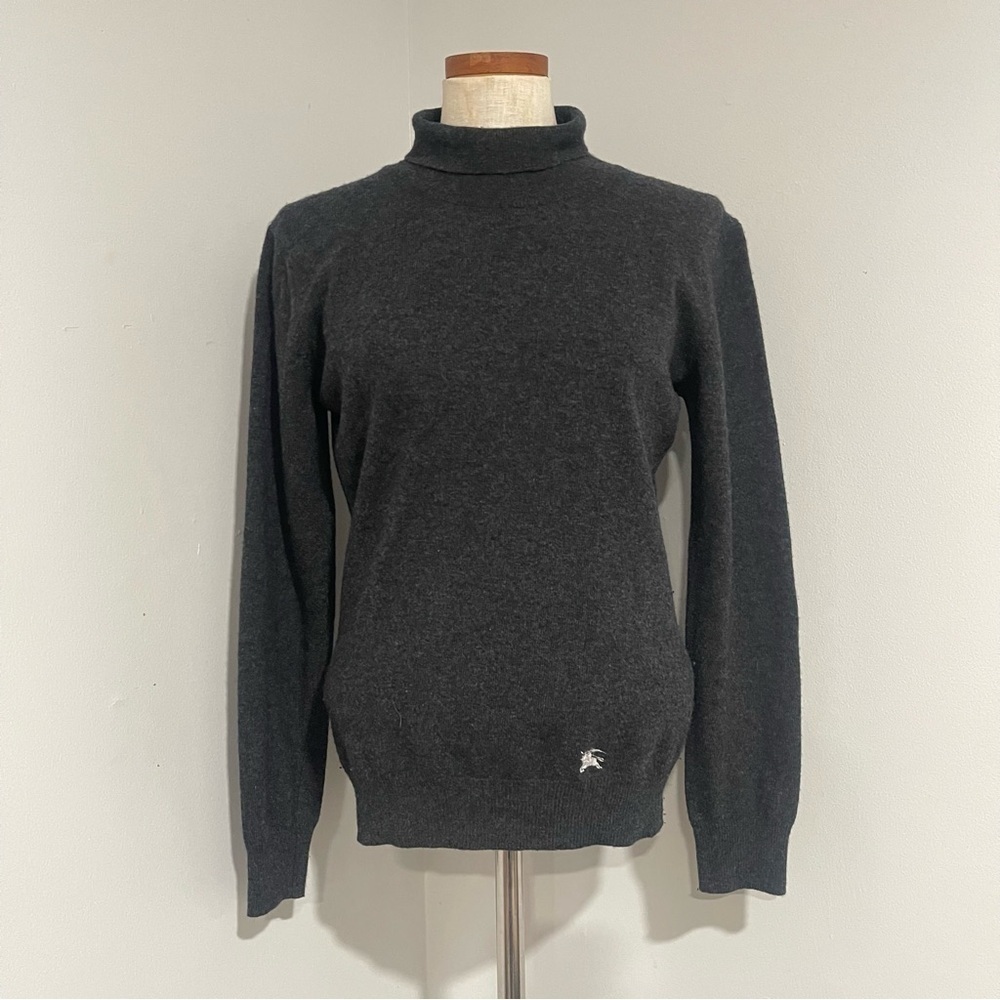 Burberry London Dark Grey Turtleneck sweater with elbow patch size Large